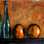 butelka i pomarańcze - Martwa natura